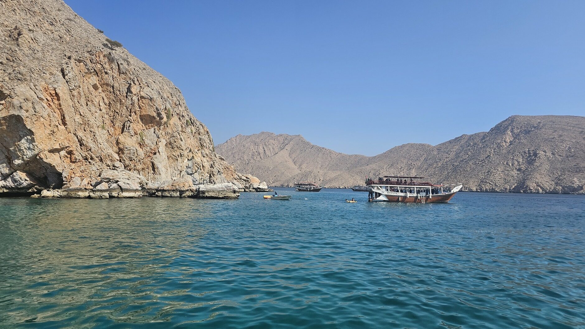 Dhowboten in de fjorden van Musandam Oman